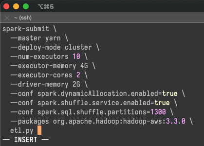 Editing CLI command in vi